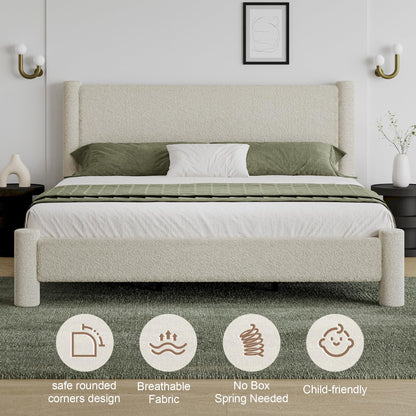 Boucle Upholstered Bed Frame, King