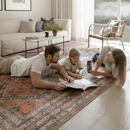 KNOTTING MATTERS Knot Tangelo 10’ x 10’ Square Area Rug – Tangelo Orange & Clay Heritage Flatweave, Low-Pile – Easy Clean Area Rug – Perfect for Living Room, Dining Room, Bedroom – Pet & Kid Friendly
