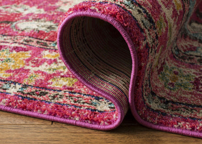 SAFAVIEH Monaco Collection Area Rug - 10' x 14', Pink & Multi, Non-Shedding & Easy to Clean, Distressed Medallion Design, Ideal for Living Room, Bedroom, Dining Space (MNC243D)