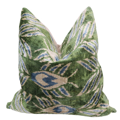 CANVELLO-Exquisite Down Pillow/Throw Cushion: Feather Pillows Elegance & Art | Iconic Throw Pillows with Ikat Design | Soft Velvet Silk (20" x 20”)