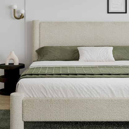 Boucle Upholstered Bed Frame, King