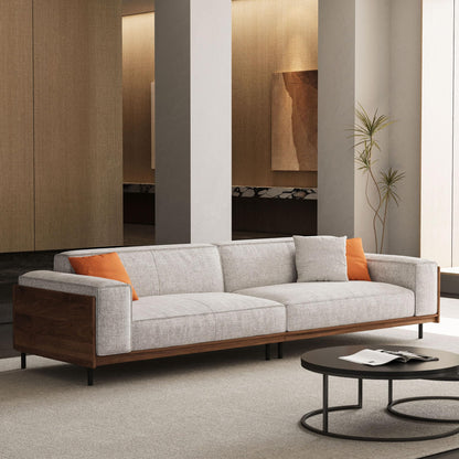 112" Wood and Linen Upholstery Sofa
