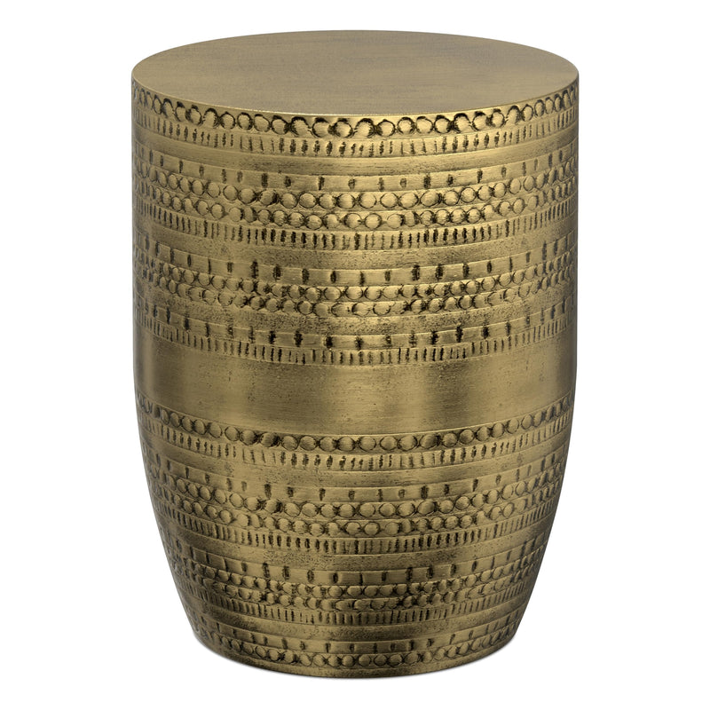 Metal drum accent table