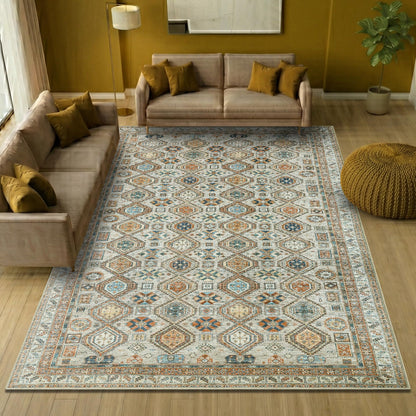 Keen Home Design 10x14 Rug - Machine Washable Area Rug with Non-Slip Backing, Ideal for Living Room, Dining Room, Bedroom - Vintage, Easy Clean, Durable, Low Pile Rug - (9'7" x 14')