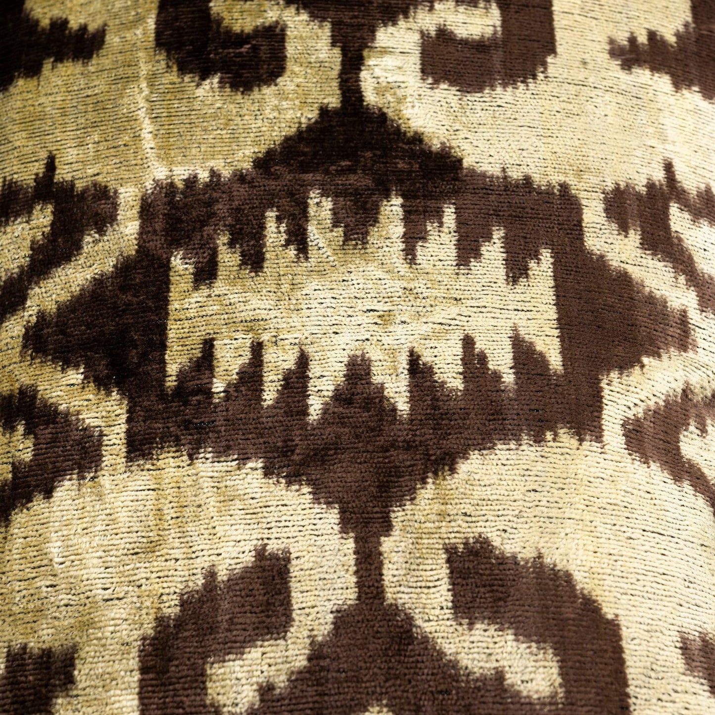 CANVELLO Handmade Velvet Pillow with Insert – Olive & Brown Ikat Pattern, 16x24