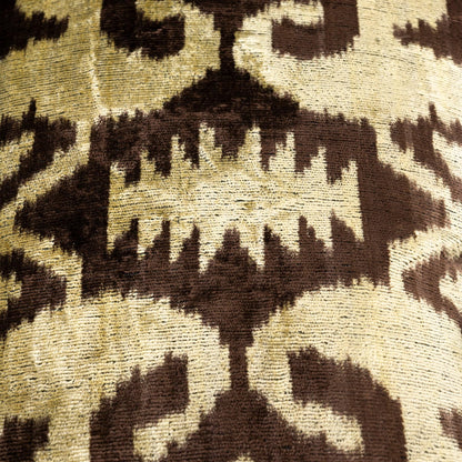 CANVELLO Handmade Velvet Pillow with Insert – Olive & Brown Ikat Pattern, 16x24