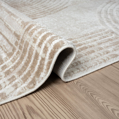 Abani Cream Area Rug for Living Room, Bedroom -Mid-Century Modern- 9' x 12' -Durable & Easy to Clean