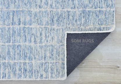 SOM RUGS 100% Authentic Capitola Tufted Handmade Woolen Area Rug Bedroom Decor Office Rug (Blue, 10 x 14 Feet)