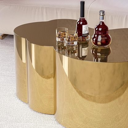 IKIFLY Modern Gold Stainless Coffee Table, Large Cloud Fashion Design Accent Table for Living Room Bedroom