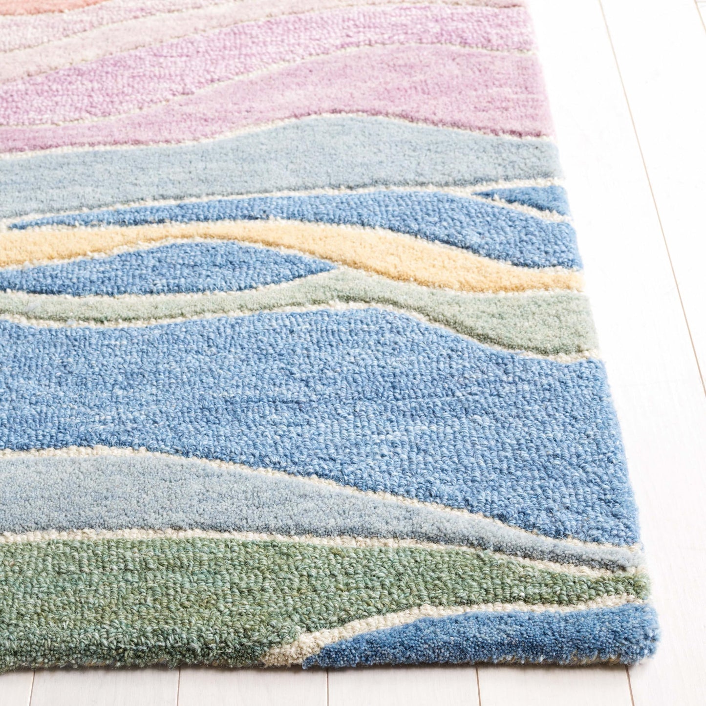 SAFAVIEH Rodeo Drive Collection Area Rug - 10' x 14', Blue/Blush, Geometric Design, Ideal for High Traffic Areas in Living Room, Bedroom, Dining (RD451M)