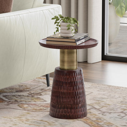 Round Wood & Metal Accent Table