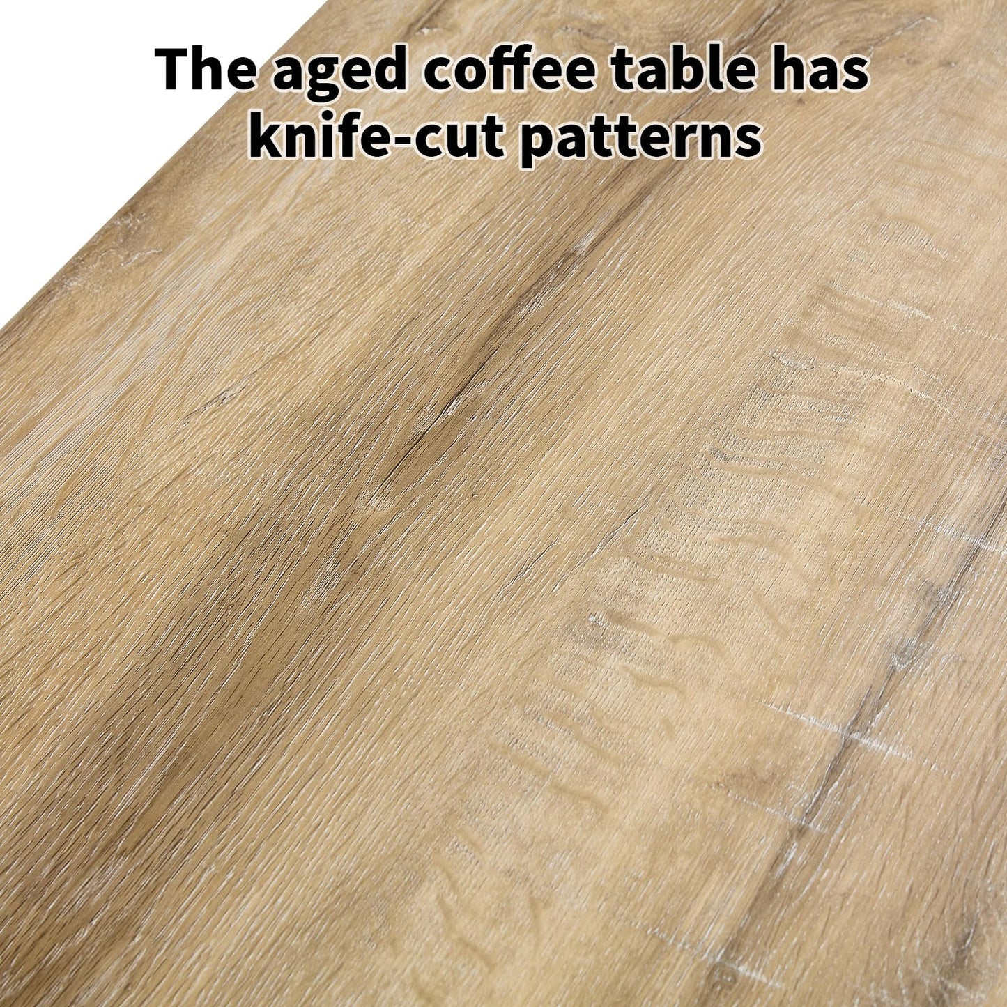 LKTART 47'' Solid Wood Coffee Table with Storage, Rustic Natural Wood Coffee Table for Living Room, Stable Metal Rectangular Tea Table Legs for Dining Room Apartment Small Space