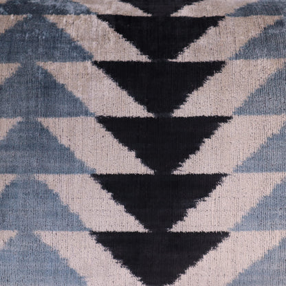 CANVELLO Handmade Luxury Velvet Throw Pillow with Down Feather Insert, 16"x24", Geometric Triangle Pattern in Black, Gray, and Ivory, Decorative Cushion for Living Room, Bedroom, and Home Décor