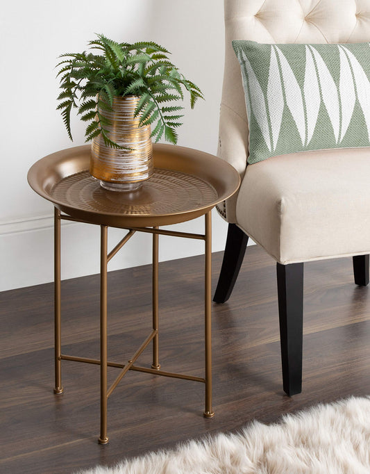 16-1/2" Round Hammered Aluminum Accent Table