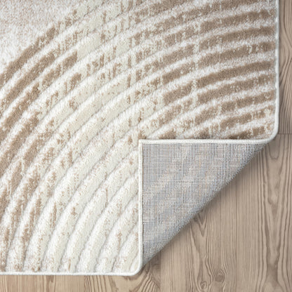 Abani Cream Area Rug for Living Room, Bedroom -Mid-Century Modern- 9' x 12' -Durable & Easy to Clean