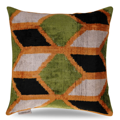 CANVELLO-Exquisite Down Pillow/Throw Cushion: Feather Pillows Elegance & Art | Iconic Throw Pillows with Ikat Design | Soft Velvet Silk (16"x16")
