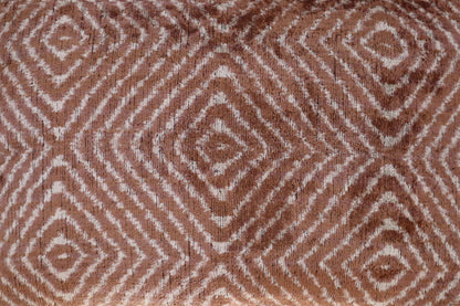 CANVELLO Luxury Handmade Velvet Throw Pillow - 16x24 inches, Down Feather Insert, Geometric Diamond Pattern in Brown, Tan, and White, Soft and Plush Cushion for Couch or Bed