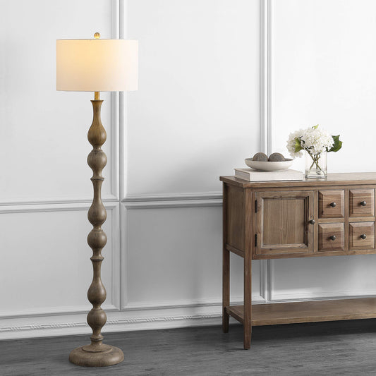 64"H Turned Wood Floor Lamp