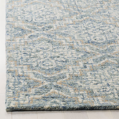 SAFAVIEH Abstract Collection Area Rug - 10' x 14', Blue & Grey, Handmade Wool, Ideal for High Traffic Areas in Living Room, Bedroom (ABT201A)