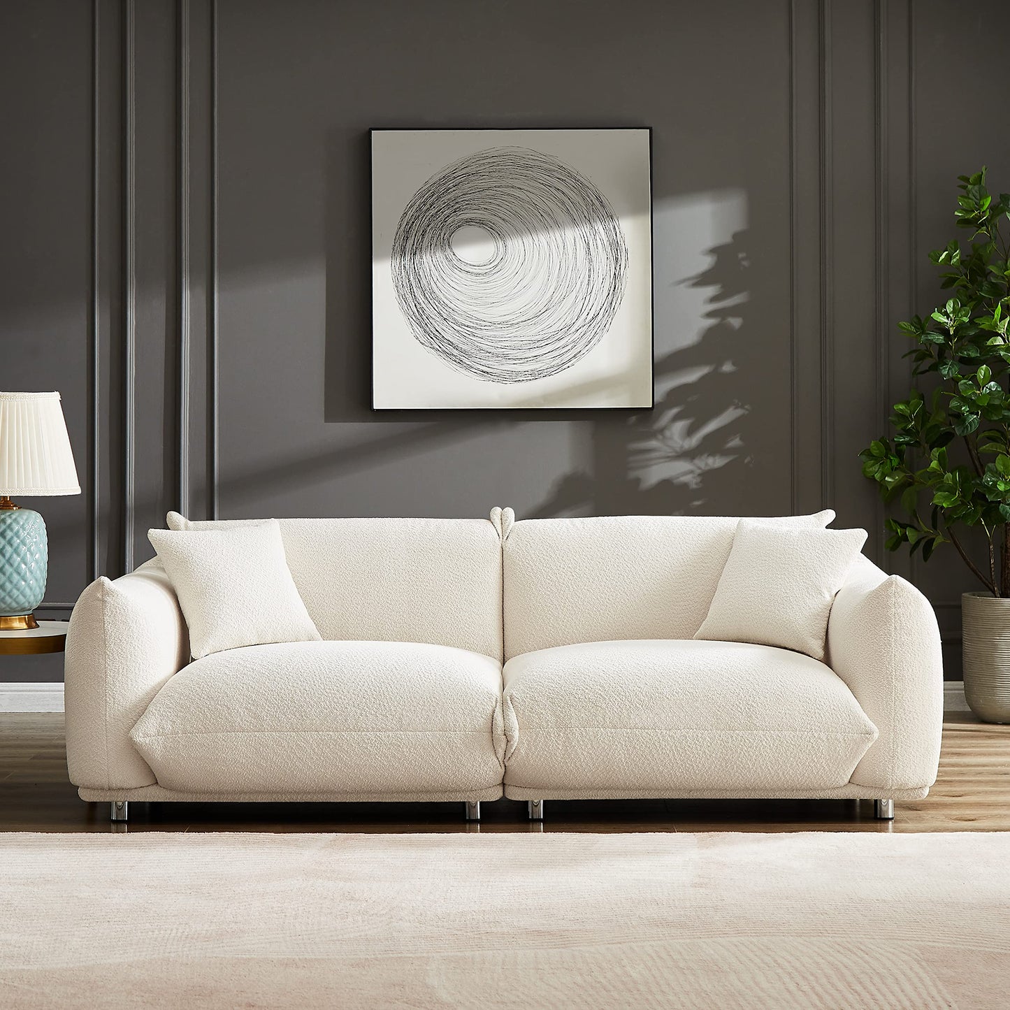 86" Sofa with 2 Throw Pillows