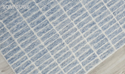 SOM RUGS 100% Authentic Capitola Tufted Handmade Woolen Area Rug Bedroom Decor Office Rug (Blue, 10 x 14 Feet)