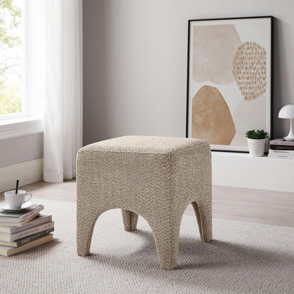 Square Boucle Upholstered Ottoman