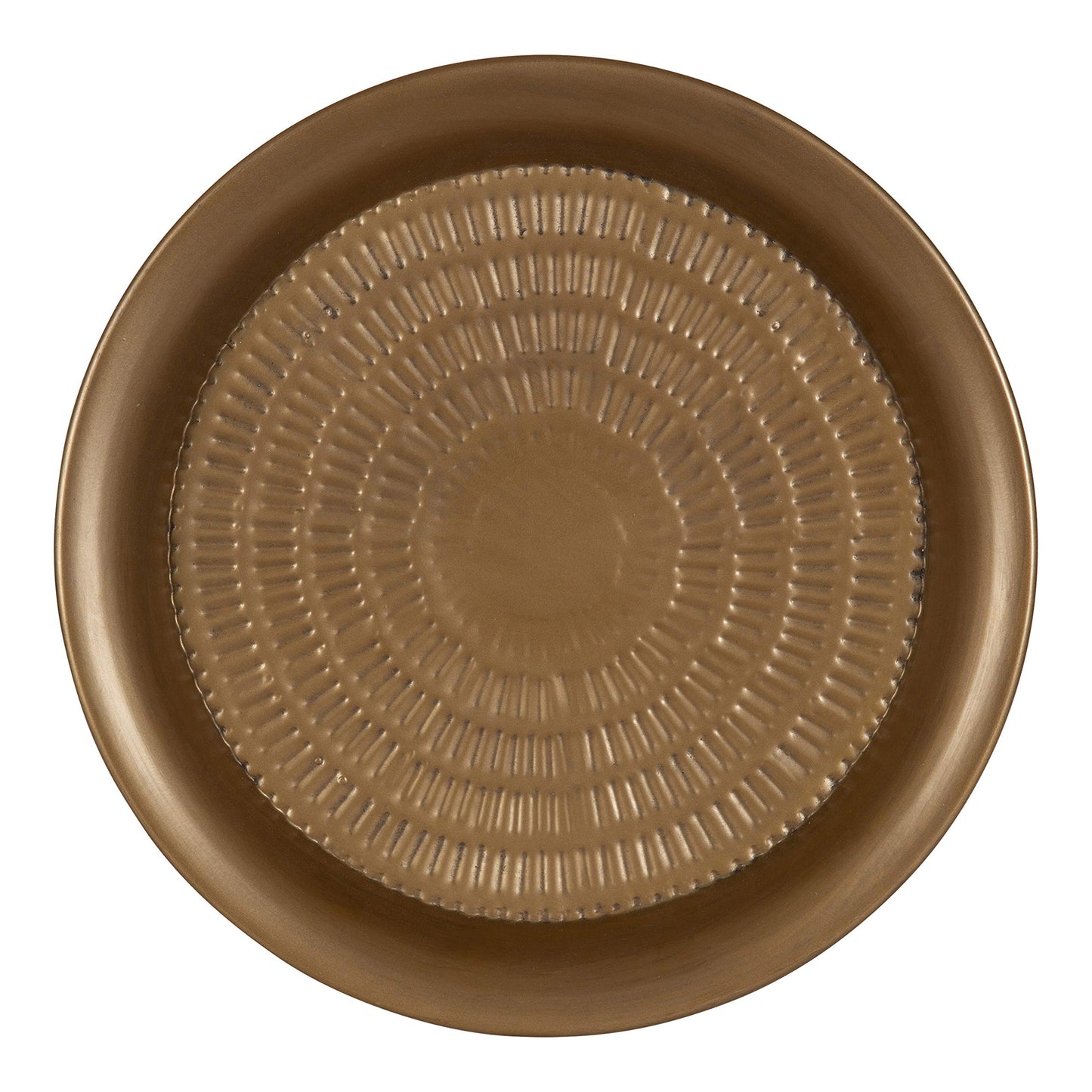 Kate and Laurel Mahdavi Round Hammered Metal Tray End Table, Dark Gold