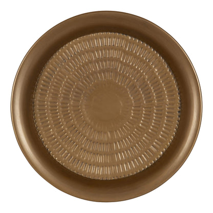 Kate and Laurel Mahdavi Round Hammered Metal Tray End Table, Dark Gold