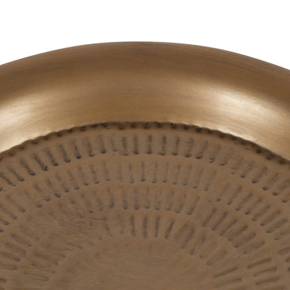 Kate and Laurel Mahdavi Round Hammered Metal Tray End Table, Dark Gold