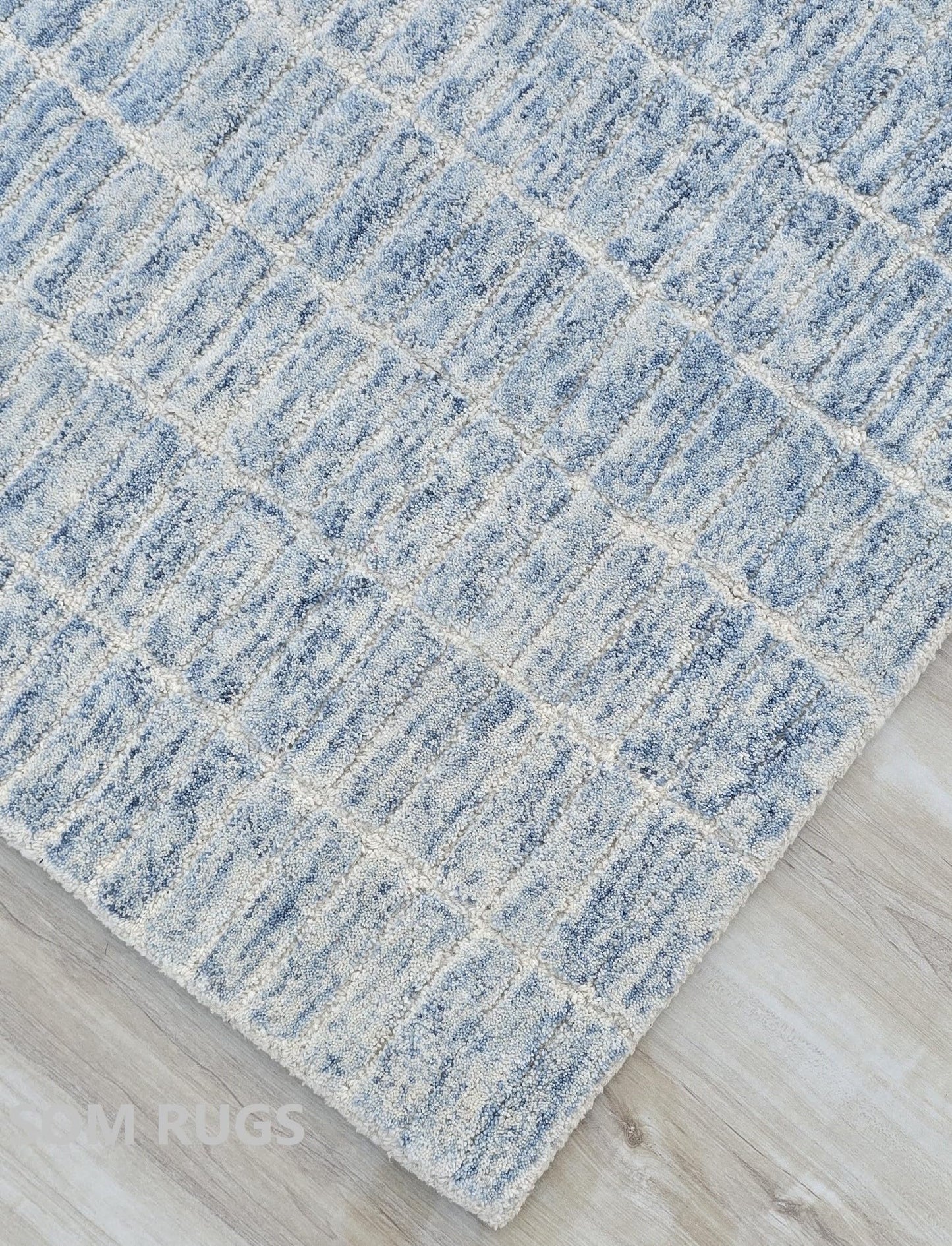 SOM RUGS 100% Authentic Capitola Tufted Handmade Woolen Area Rug Bedroom Decor Office Rug (Blue, 10 x 14 Feet)