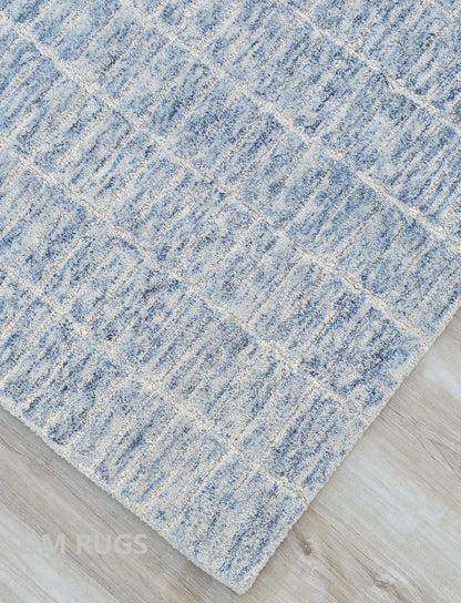 SOM RUGS 100% Authentic Capitola Tufted Handmade Woolen Area Rug Bedroom Decor Office Rug (Blue, 10 x 14 Feet)