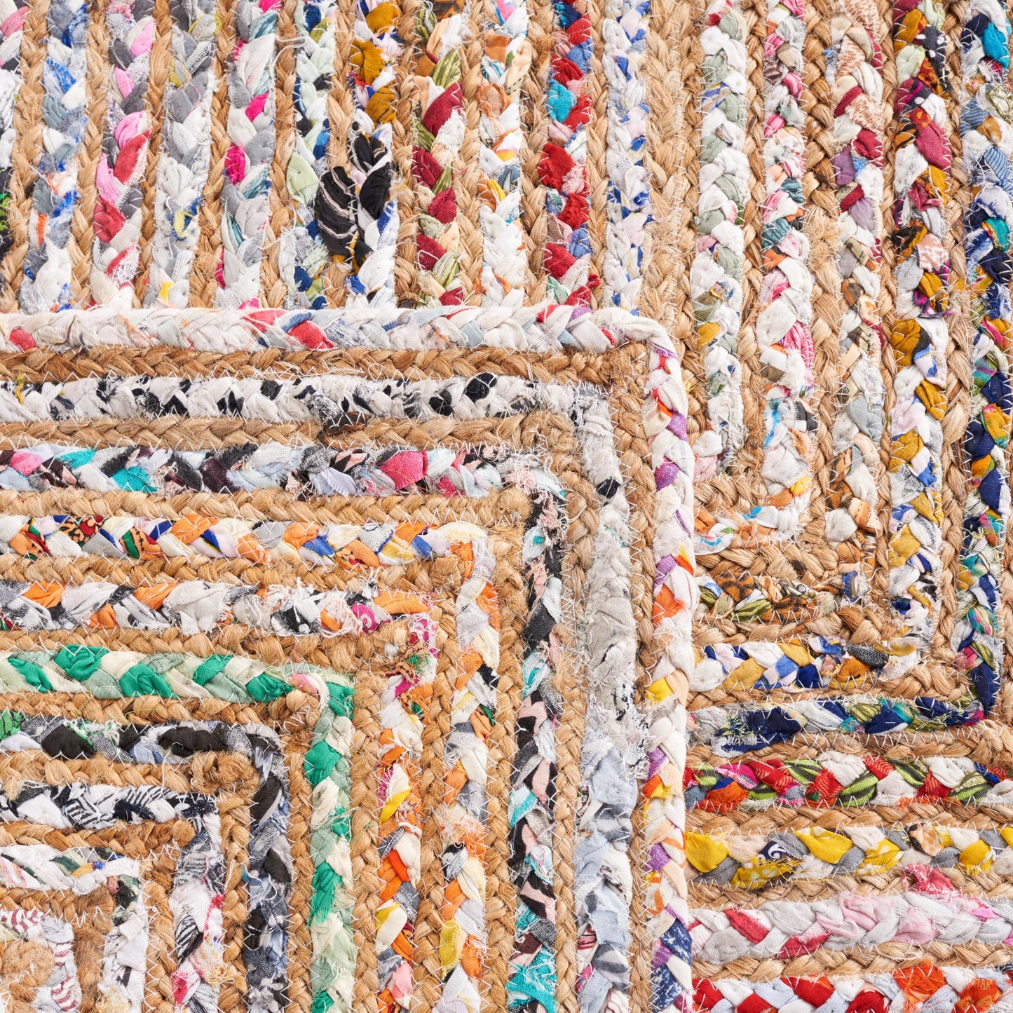 SAFAVIEH Area Rug 8x10 - Cape Cod Collection - Large - Beige & Multi, Handmade Jute & Cotton, Woven Braided Design (CAP202B)