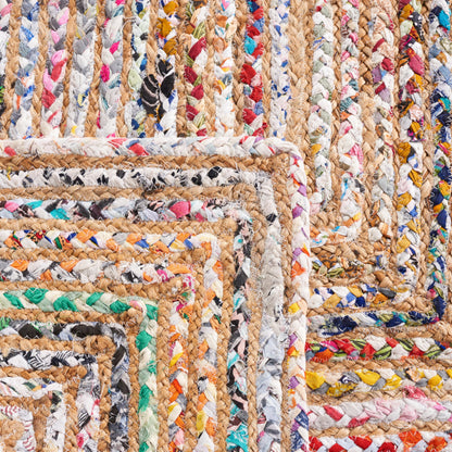 SAFAVIEH Area Rug 8x10 - Cape Cod Collection - Large - Beige & Multi, Handmade Jute & Cotton, Woven Braided Design (CAP202B)