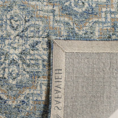 SAFAVIEH Abstract Collection Area Rug - 10' x 14', Blue & Grey, Handmade Wool, Ideal for High Traffic Areas in Living Room, Bedroom (ABT201A)
